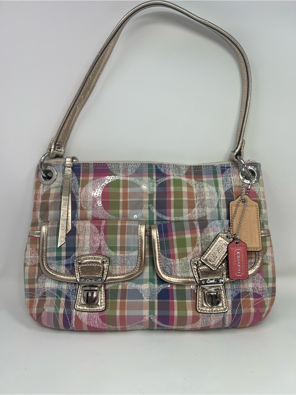 Coach Purse - Poppy Madras-Plaid Multi-Crossbody Double Pocket (19610) Retired
